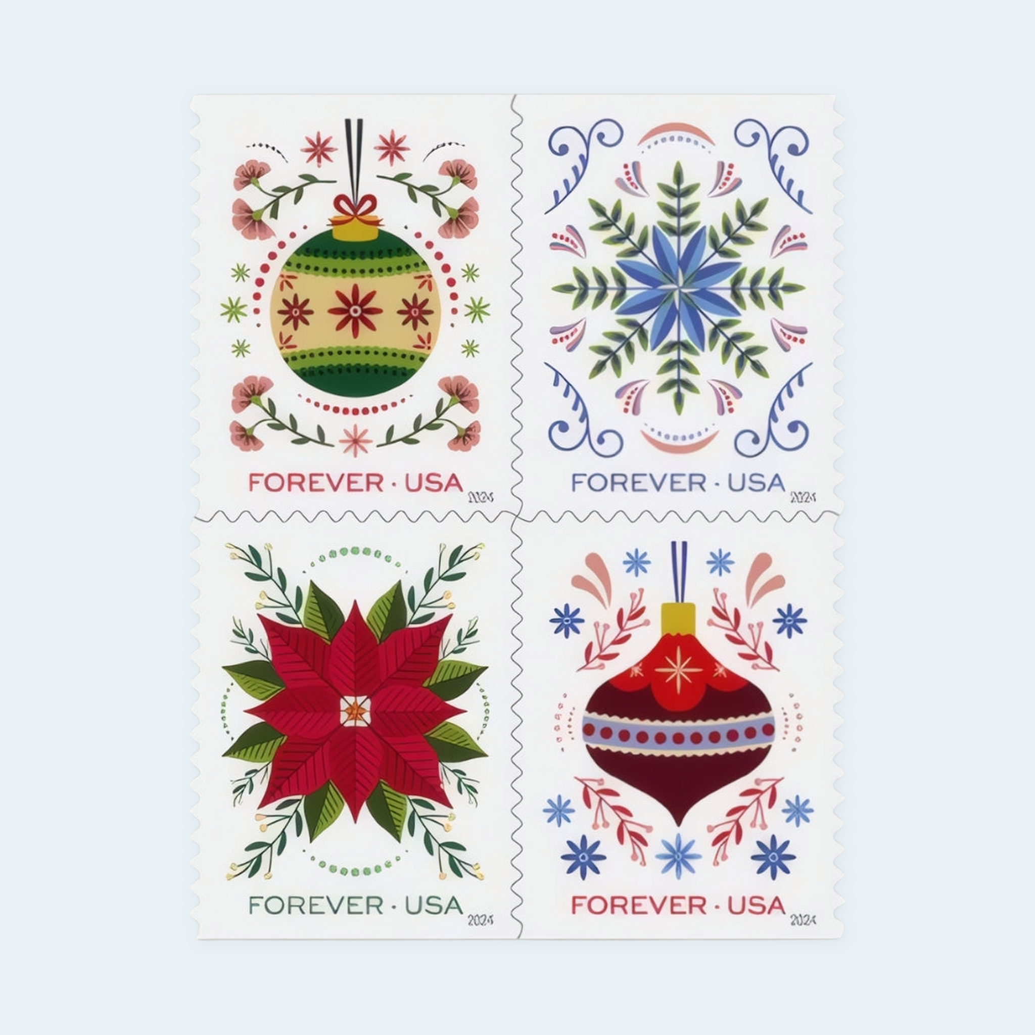 2024 Holiday Joy Forever Stamps: Self-Adhesive Booklet for First-Class Mail - Image 3