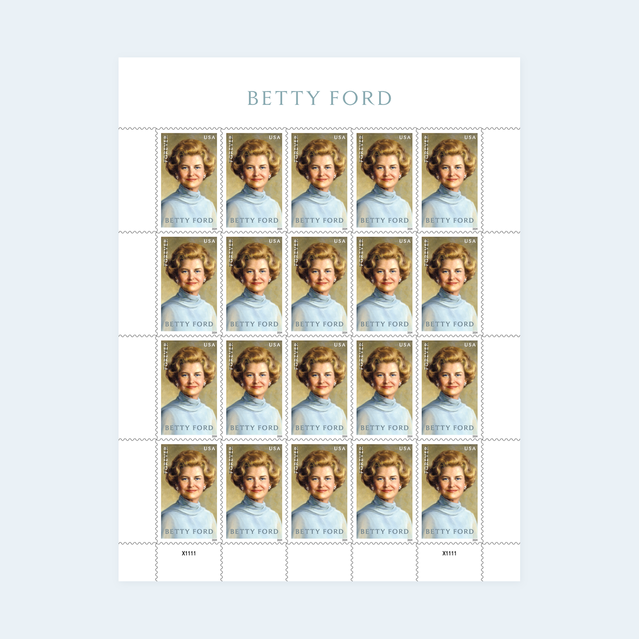 2024 Betty Ford Forever Stamps: Self-Adhesive Sheet for First-Class Mail