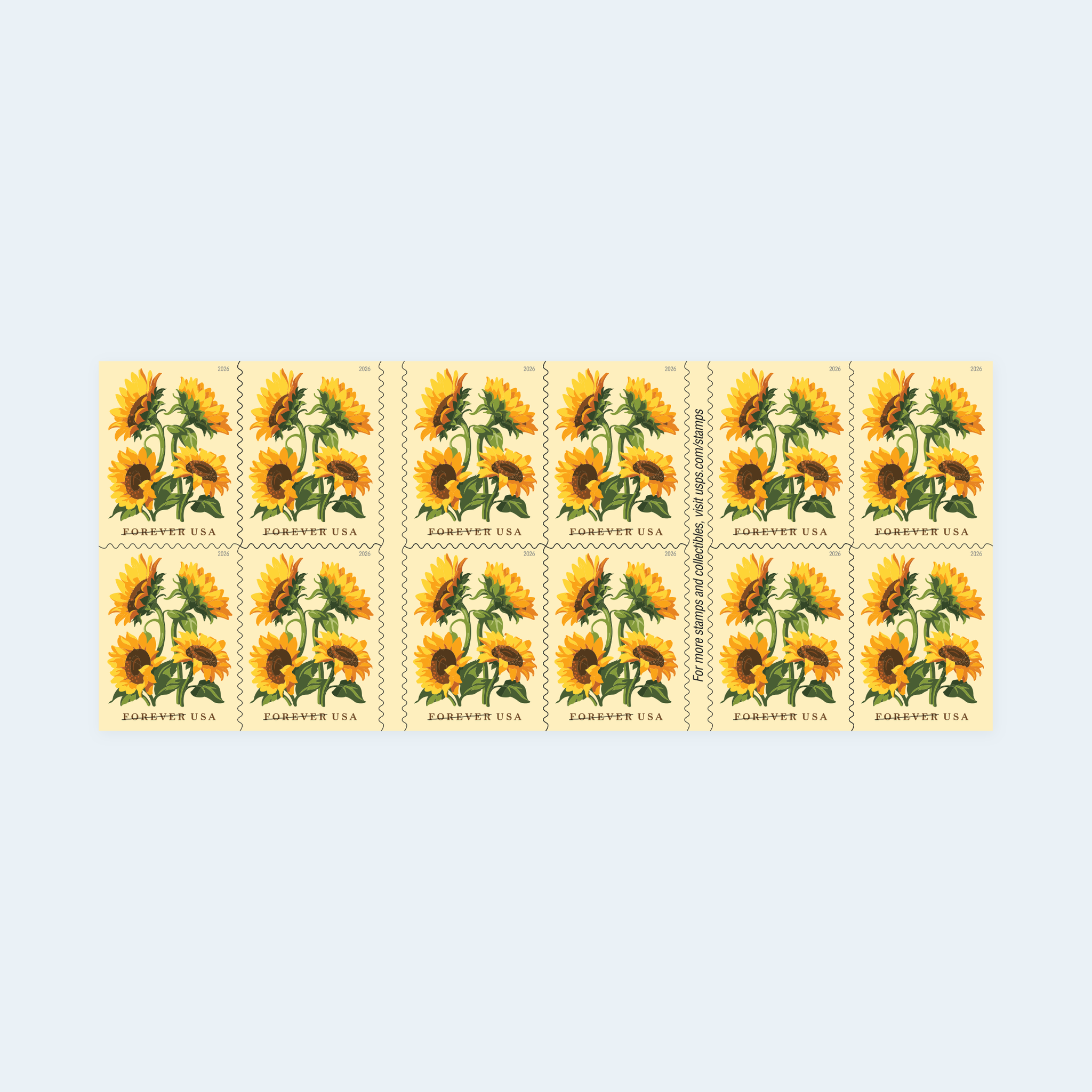2026 Sunflowers Forever Stamps: Self-Adhesive Booklets for First-Class Mail