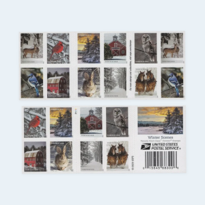 2020 Winter Scenes Forever Stamps: Self-Adhesive Booklet for First-Class Mail