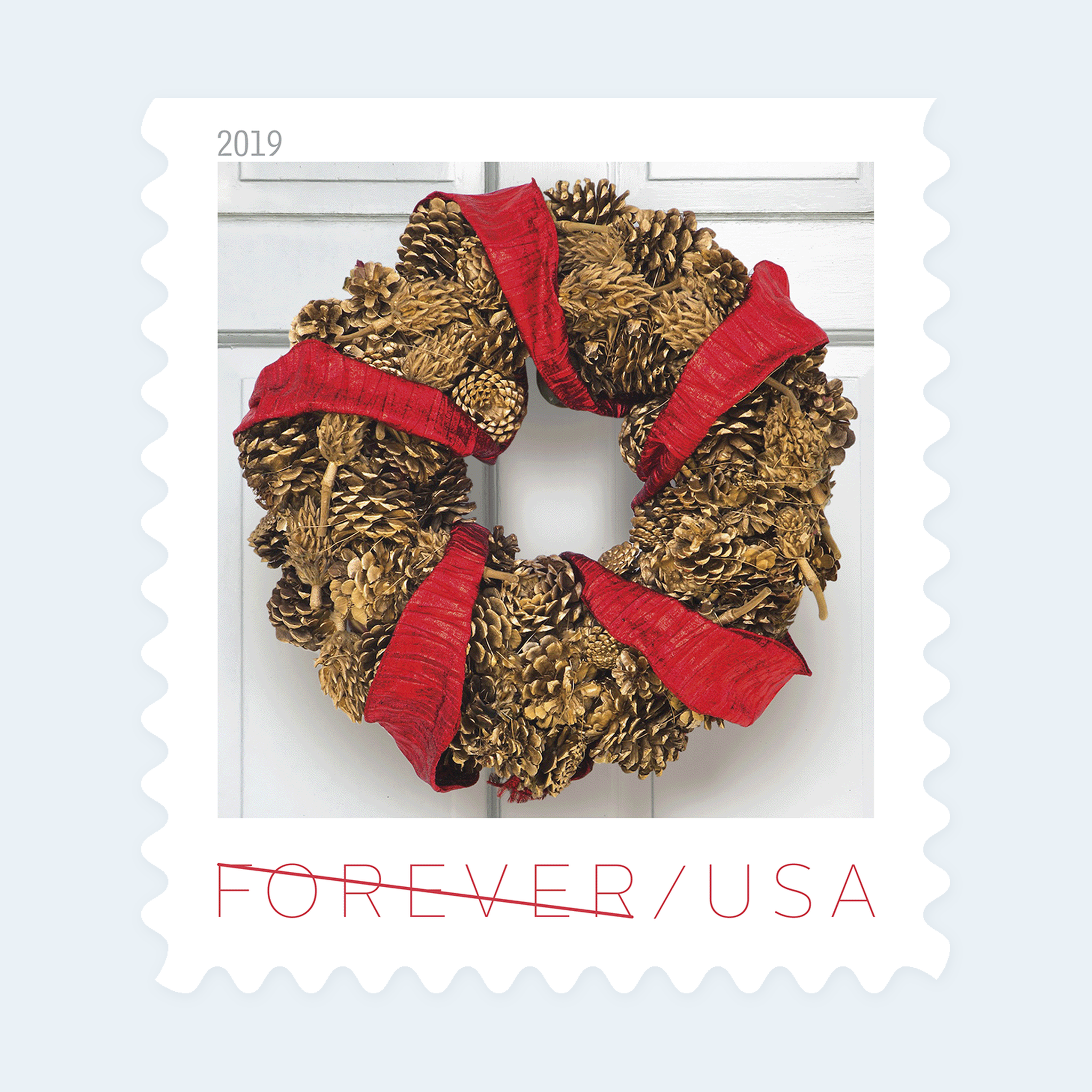 2019 Holiday Wreaths Forever Stamps: Self-Adhesive Booklet for First-Class Mail - Image 2