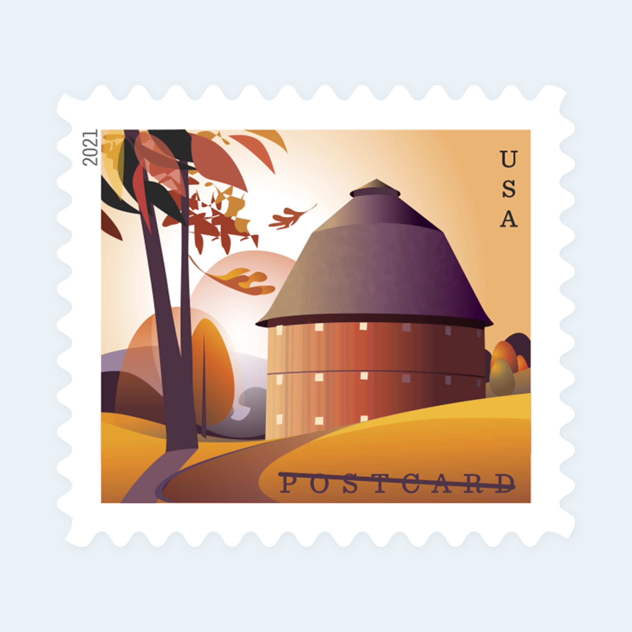 2021 Barns Postcard Stamps: Self-Adhesive Sheet for Domestic Postcards - Image 3