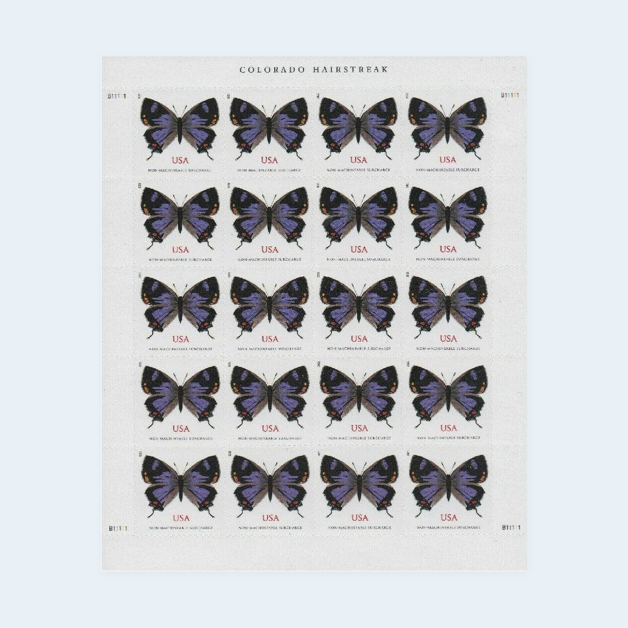 2021 Colorado Hairstreak Stamps: Self-Adhesive Sheet for Nonmachinable Letters