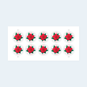 2018 Poinsettia Global Forever Stamps: Self-Adhesive Sheet for International Mail