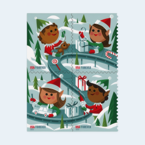 2022 Holiday Elves Forever Stamps: Self-Adhesive Booklet for First-Class Mail - Image 2