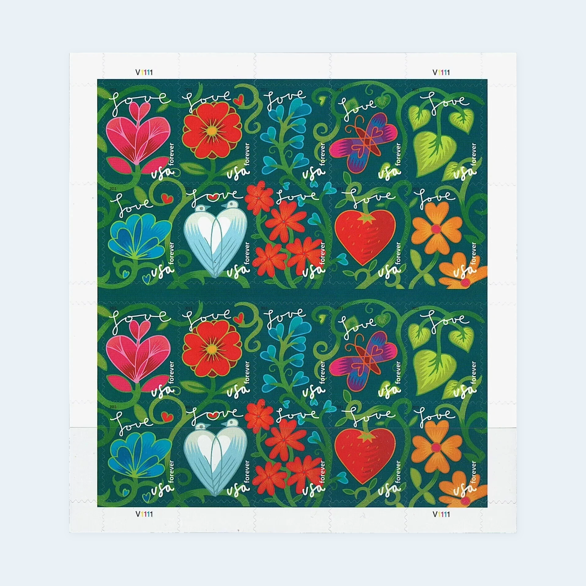 2011 Garden of Love Forever Stamps: Self-Adhesive Sheets for First-Class Mail