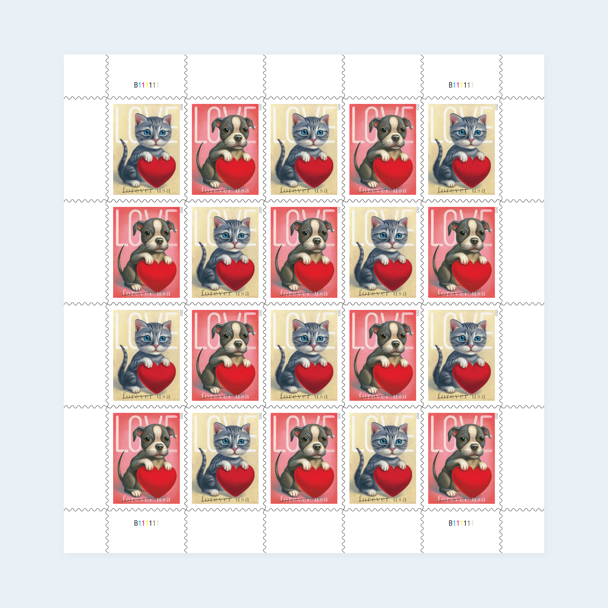 2023 Love Forever Stamps: Self-Adhesive Sheets for First-Class Mail
