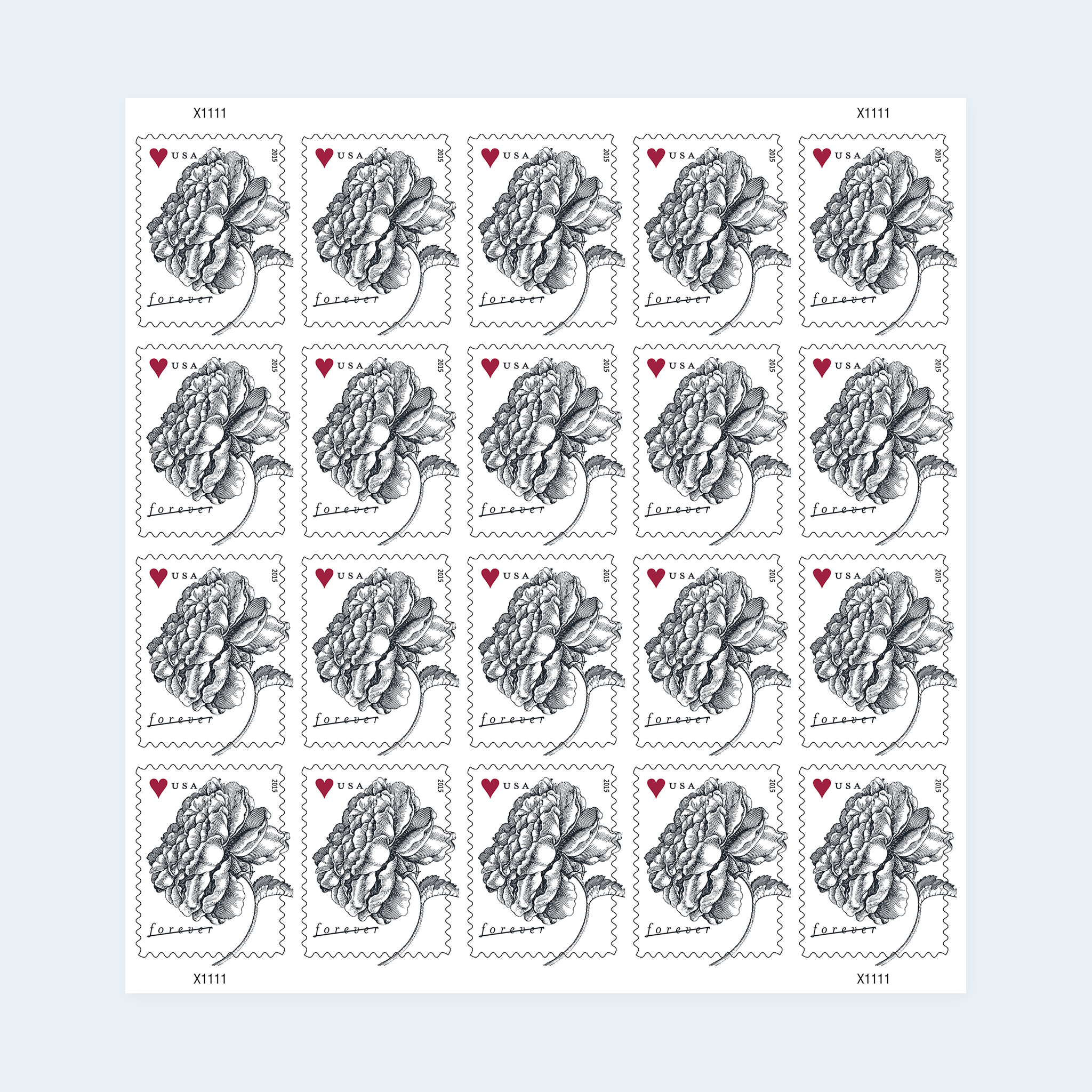 2015 Vintage Rose Forever Stamps: Self-Adhesive Sheets for First-Class Mail