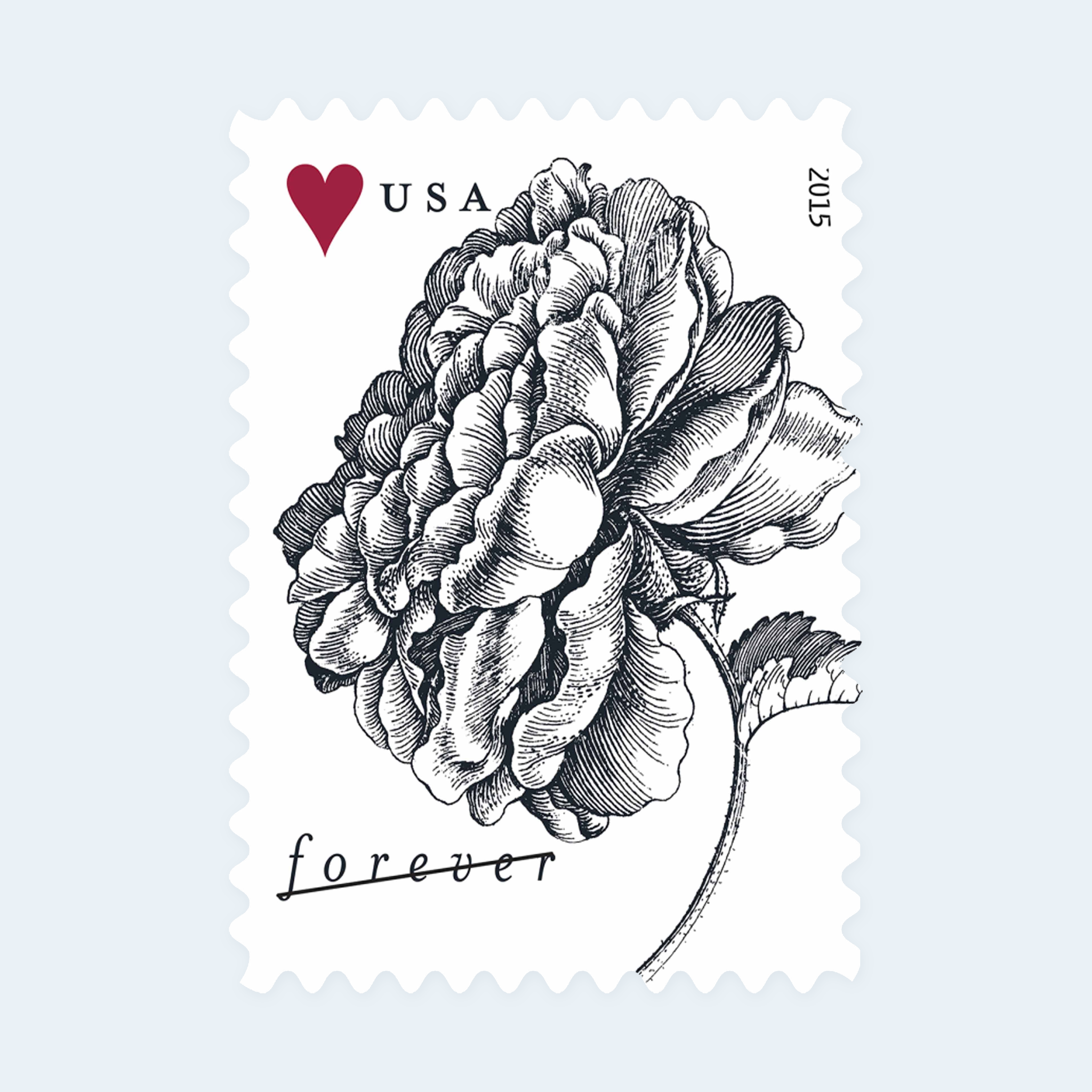 2015 Vintage Rose Forever Stamps: Self-Adhesive Sheets for First-Class Mail - Image 2