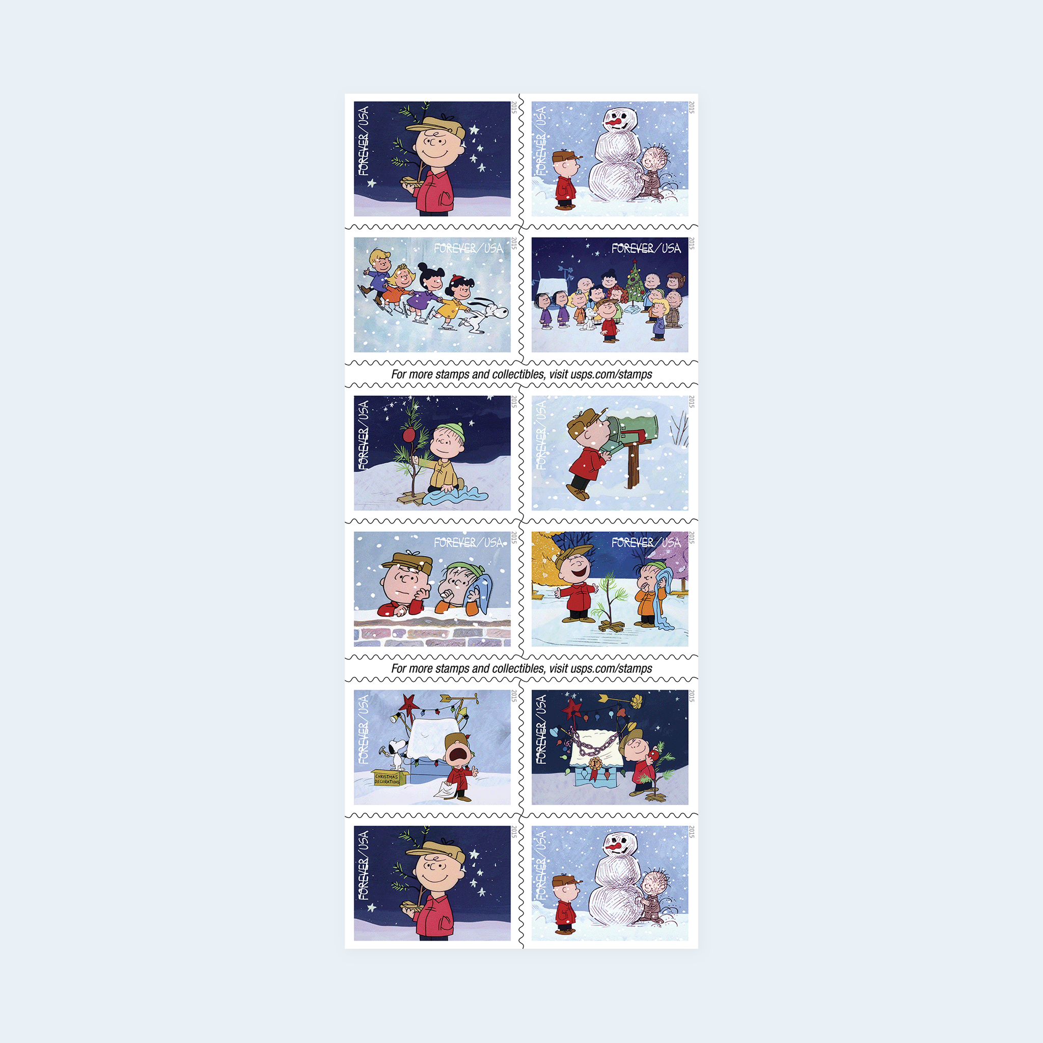 2015 A Charlie Brown Christmas Forever Stamps: Self-Adhesive Booklet for First-Class Mail - Image 2