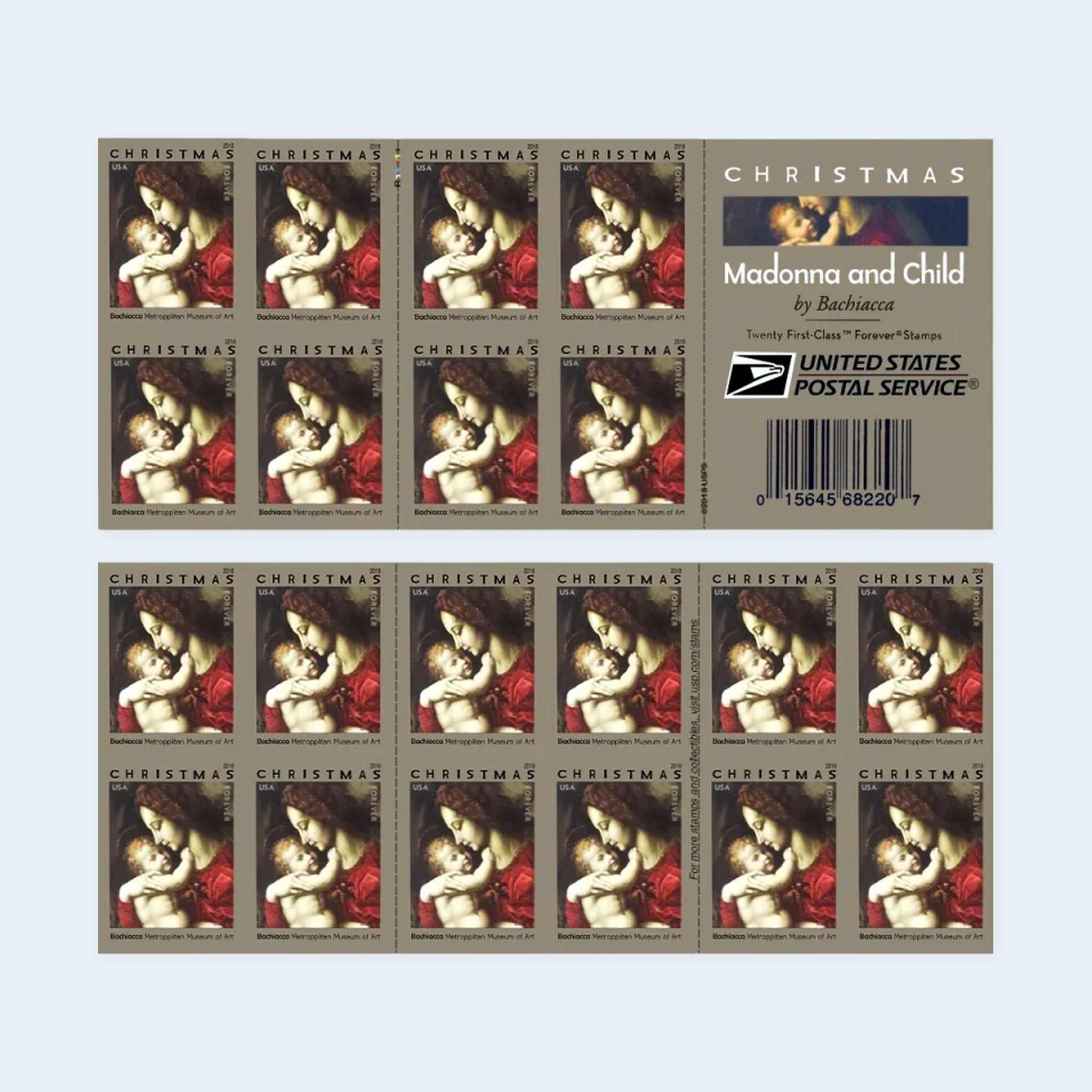 2018 Madonna and Child by Bachiacca Forever Stamps: Self-Adhesive Booklet for First-Class Mail
