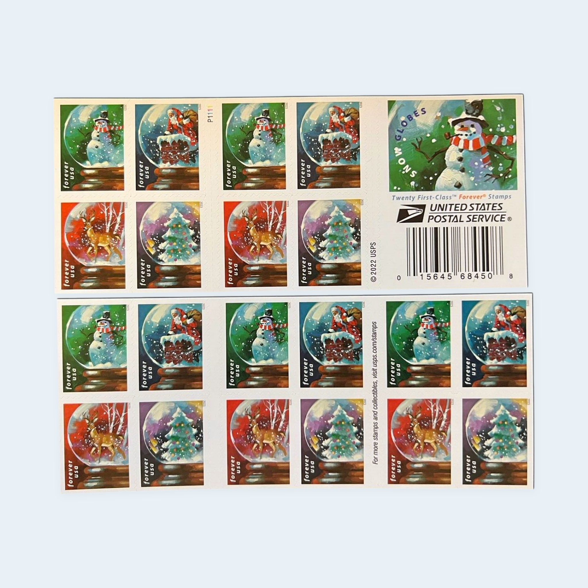 2023 Snow Globes Forever Stamps: Self-Adhesive Booklet for First-Class Mail
