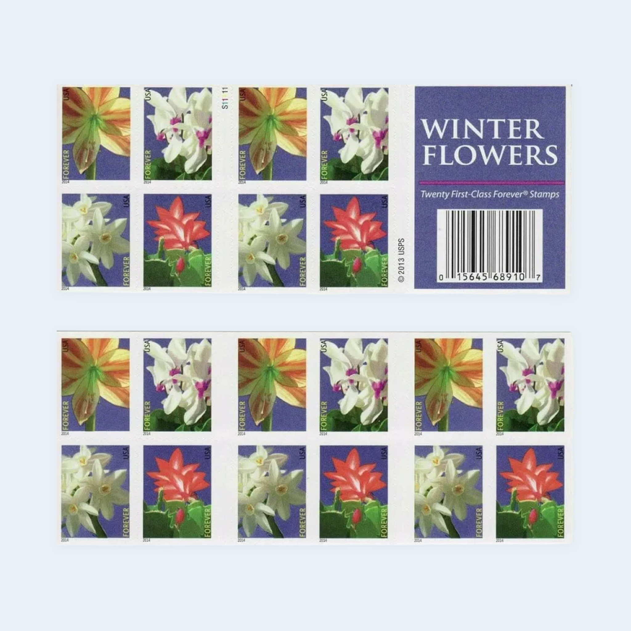 2014 Winter Flowers Forever Stamps: Self-Adhesive Booklets for First-Class Mail