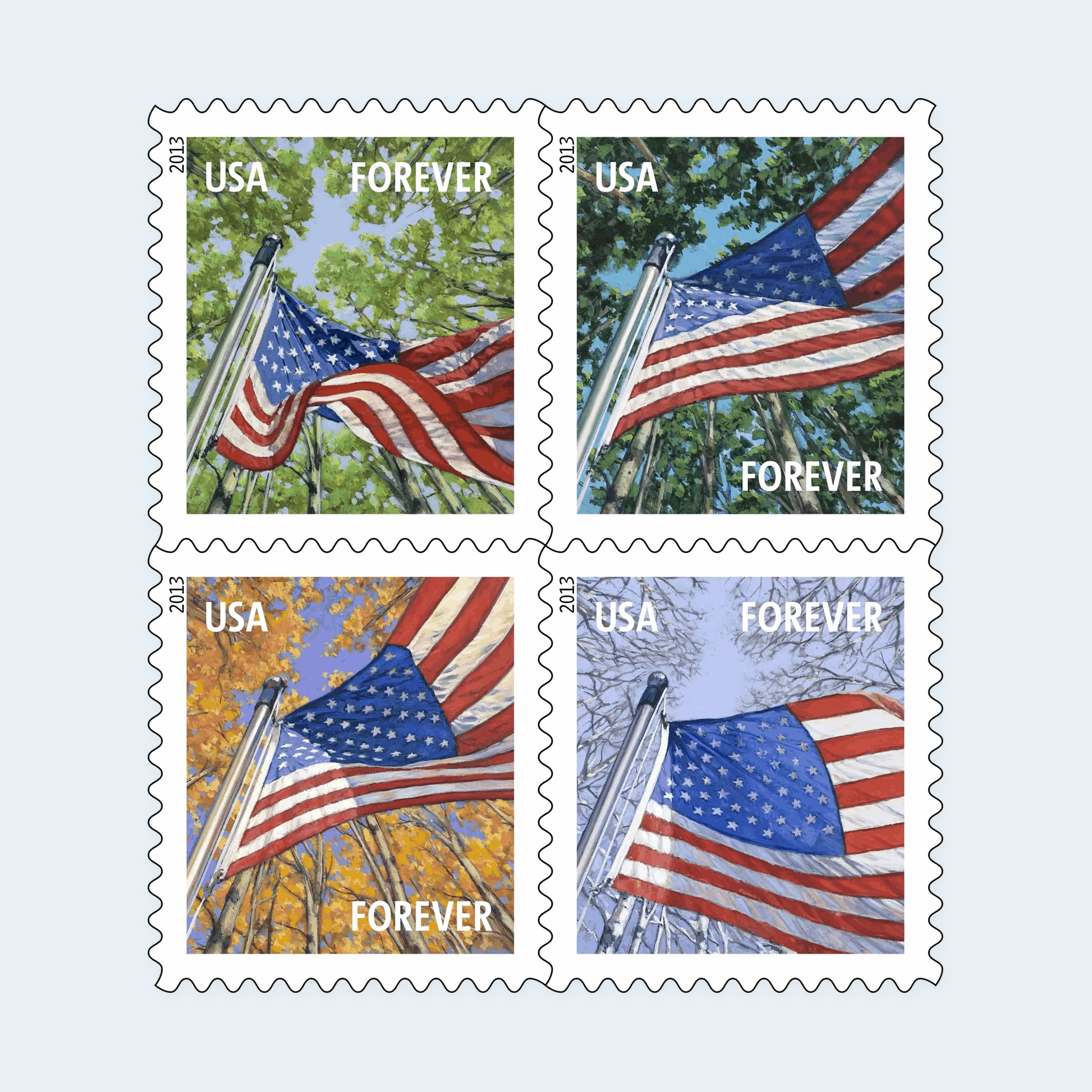 2013 A Flag for All Seasons Forever Stamps: Self-Adhesive Booklet for First-Class Mail - Image 2