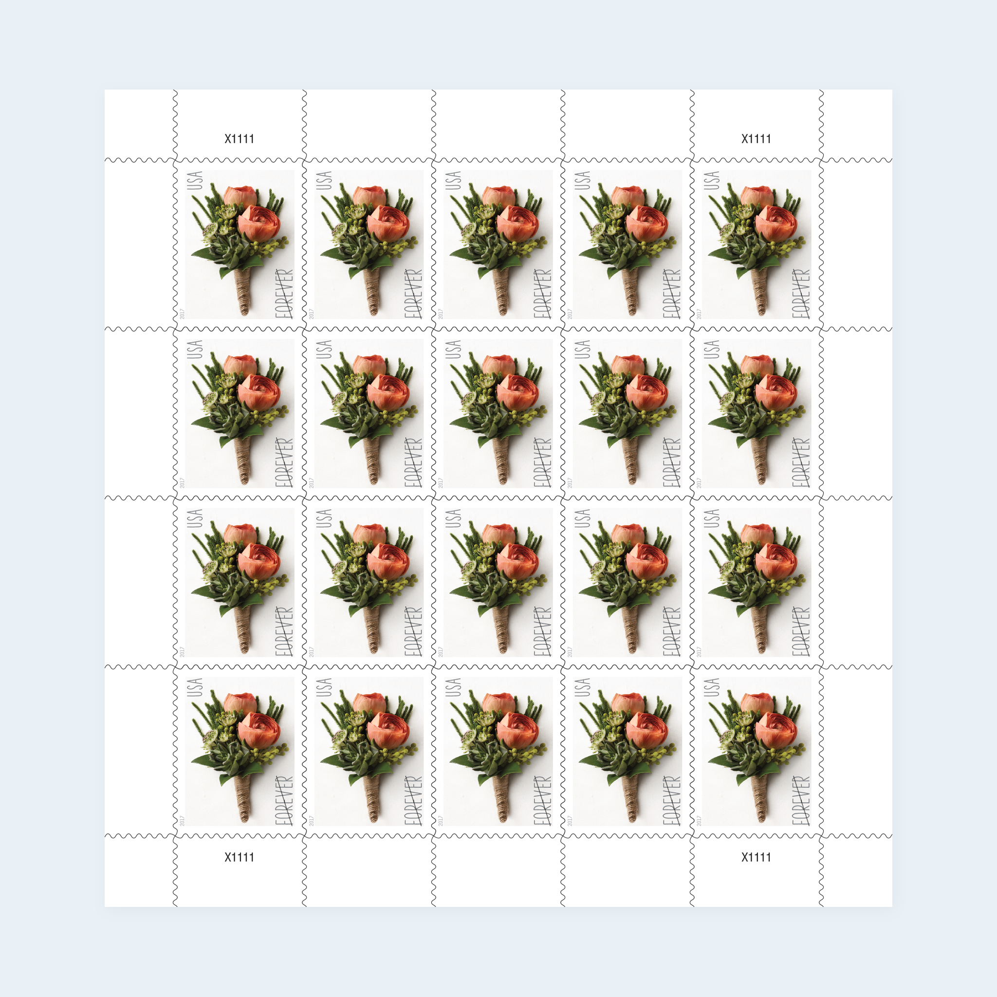 2017 Celebration Boutonniere Forever Stamps: Self-Adhesive Sheets for First-Class Mail