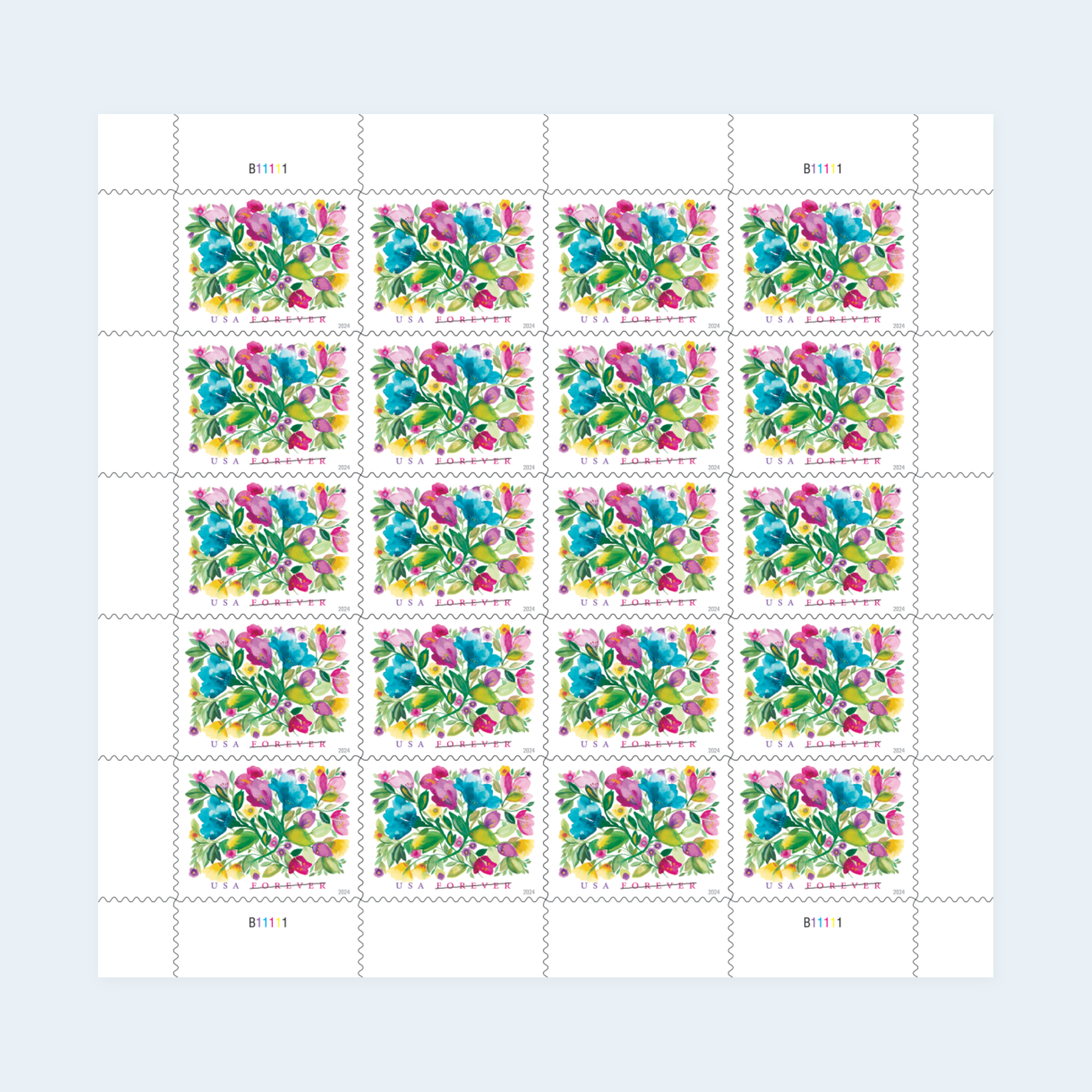 2024 Celebration Blooms Forever Stamps: Self-Adhesive Sheets for First-Class Mail